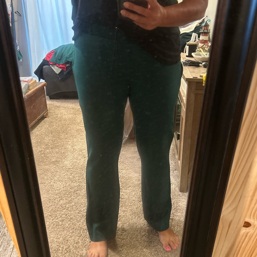 Betabrand Classic Dress Pants Yoga Pants Green